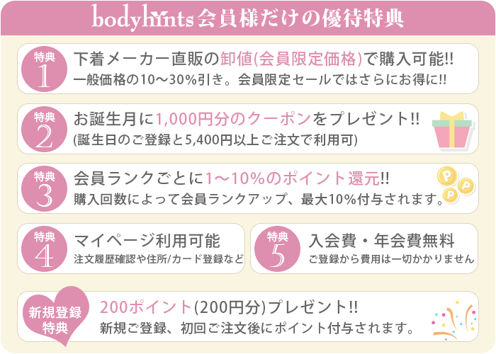 ボディヒンツ会員特典