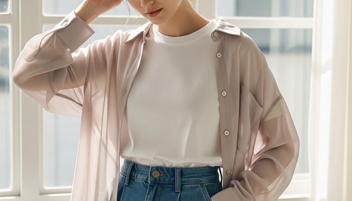 シアーシャツに最適なインナー Tシャツ(半袖・フレンチ袖)