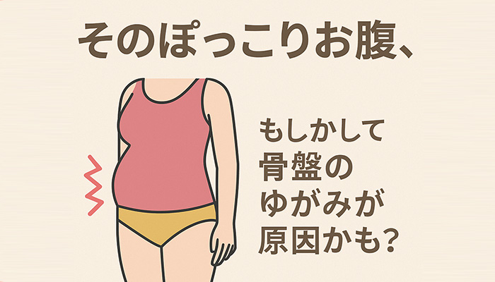そのぽっこりお腹、もしかして骨盤のゆがみが原因かも？