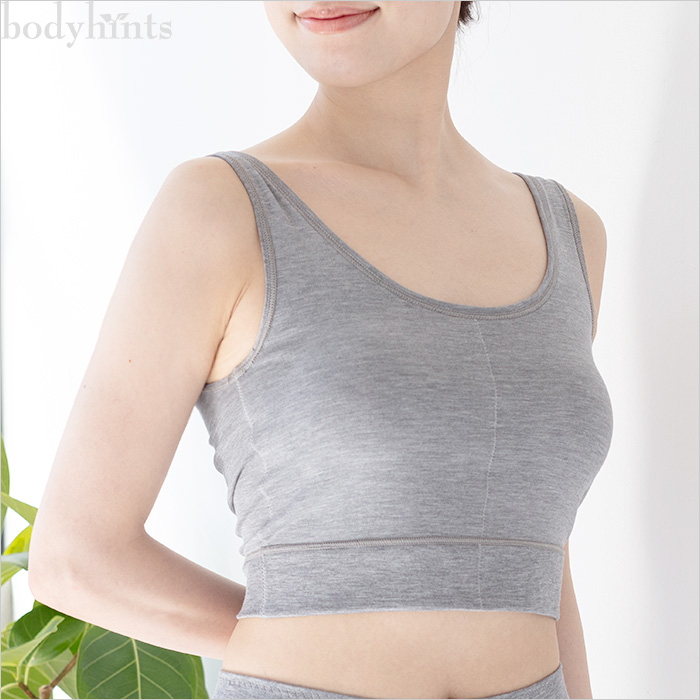 肌に優しく締め付けないシルク片袋編み ブラトップ カップ付 ハーフトップブラ