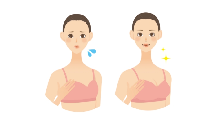 離れ乳のお悩みイラスト
