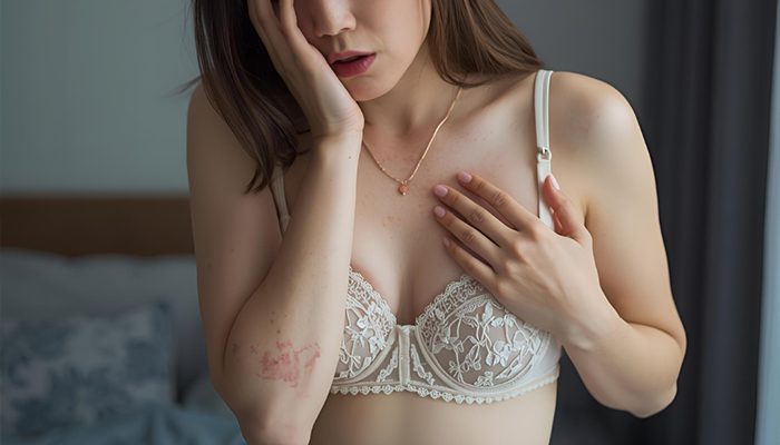 肌荒れしてる女性